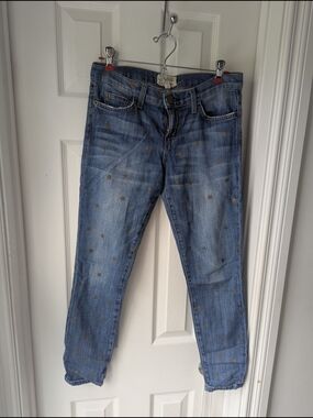 Current/Elliott Blue Skinny Jeans with Gold Star Print